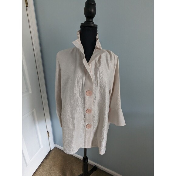 Talk of the Walk Jacket Womens XL Bell Sleeve Cream Frill Collar Retro Glam NEW - Picture 1 of 16